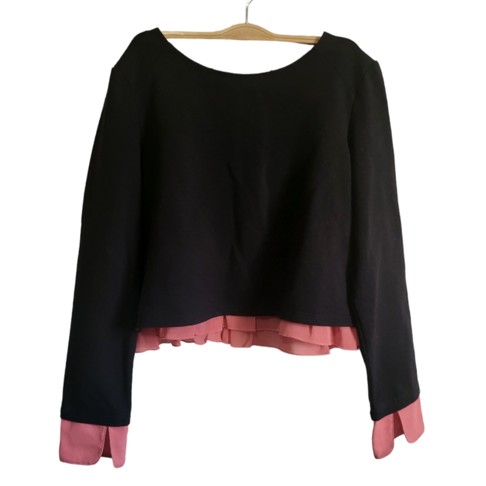 Silvian heach womens black cropped blouse size S